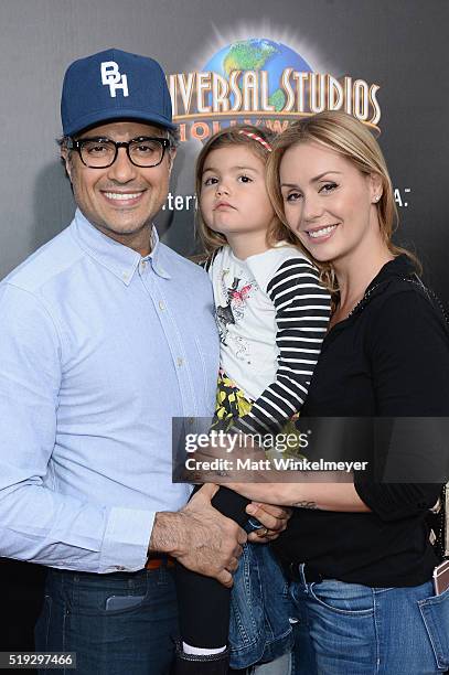 Actor Jaime Camil, Elena Camil and Heidi Balvanera attends Universal Studios' "Wizarding World of Harry Potter Opening" at Universal Studios...