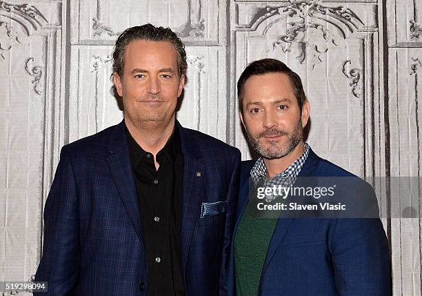 Actors Matthew Perry and Thomas Lennon visit AOL Build to discuss season 2 of their CBS show "The Odd Couple" at AOL Studios In New York on April 5,...
