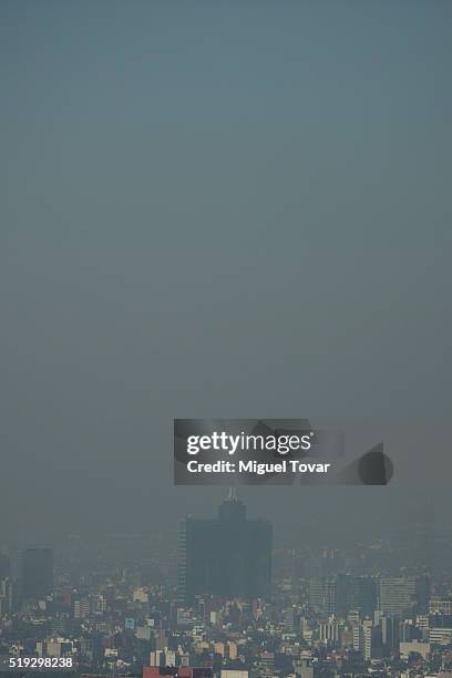 Heavy mist blankets Mexico City on April 5, 2016. In Mexico City, Mexico. Authorities have declared a pollution alert after smog rose to one and a...