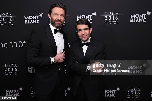 Hugh Jackman, Charlotte Casiraghi, and Montblanc CEO Jérôme Lambert attend the Montblanc 110 Year Anniversary Gala Dinner on April 5, 2016 in New...