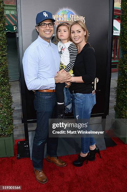 Actor Jaime Camil, Elena Camil and Heidi Balvanera attend Universal Studios' "Wizarding World of Harry Potter Opening" at Universal Studios Hollywood...