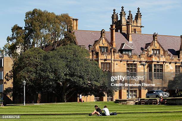 General view of Sydney University campus on April 6, 2016 in Sydney, Australia. Federal Education Minister Simon Birmingham confirming the Government...