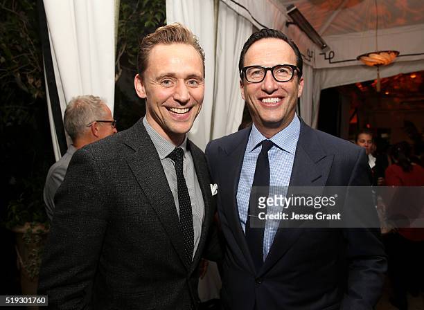 Actor Tom Hiddleston and AMC President and General Manager Charlie Collier attend the premiere of AMC's "The Night Manager" at DGA Theater on April...