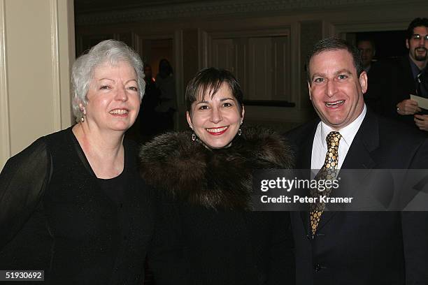 Editor Thelma Schoonmaker, Amy Heller and Dennis Doros arrive at the New York Film Critics Dinner at the Roosevelt Hotel January 9, 2005 in New York...