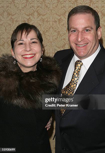Amy Heller and Dennis Doros arrive at the New York Film Critics Dinner at the Roosevelt Hotel January 9, 2005 in New York City.