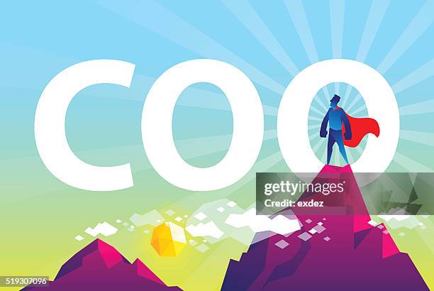 ilustraciones, imágenes clip art, dibujos animados e iconos de stock de héroe es el director ejecutivo de operaciones - director ejecutivo de operaciones