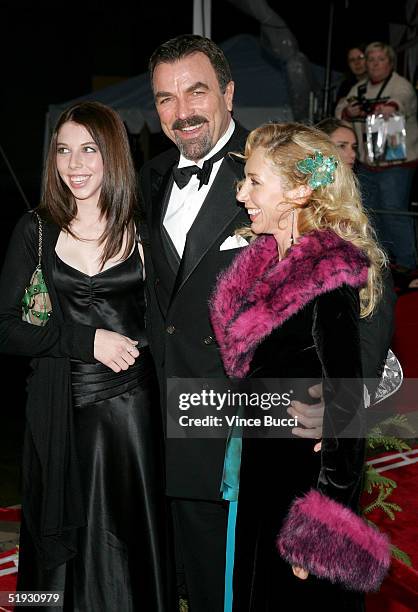 Actor Tom Selleck with wife Jillie Mack and daughter Hannah arrive at the 31st Annual People's Choice Awards held in the Pasadena Civic Auditorium on...