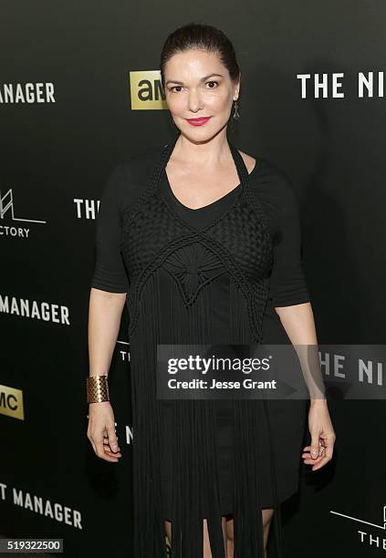 Actress Laura Harring attends the premiere of AMC's "The Night Manager" at DGA Theater on April 5, 2016 in Los Angeles, California.