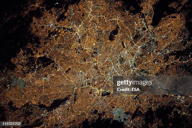 This handout image supplied by the European Space Agency , shows the city of Sao Paulo, Brazil in an image taken by ESA astronaut Tim Peake from the...