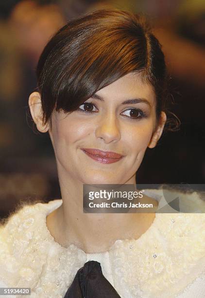 Audrey Tautou arrives at the UK Premiere of "A Very Long Engagement" at Odeon West End on January 10, 2005 in London.
