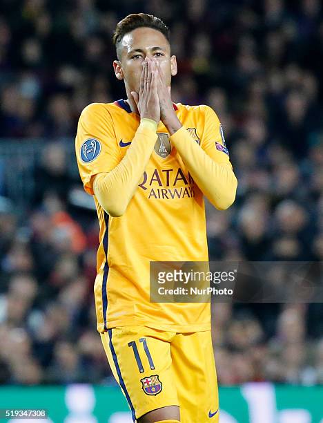Neymar Jr. During the match between FC Barcelona and Atletico de Madrid, corrresponding to the first leg of the 1/4 final of the UEFA Champions...