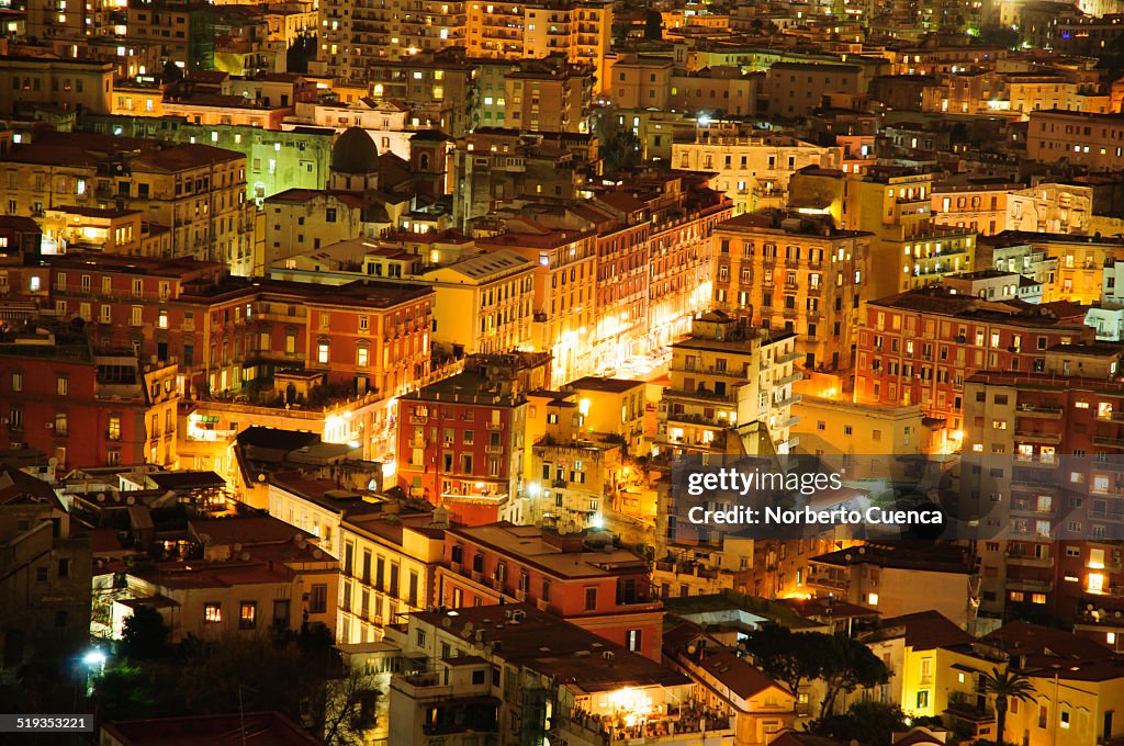 Night view the centre of Naples (Napoli)