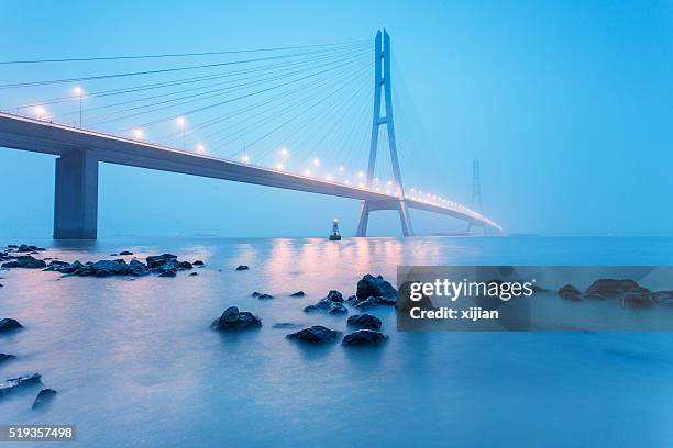 bridge di notte - nanjing foto e immagini stock