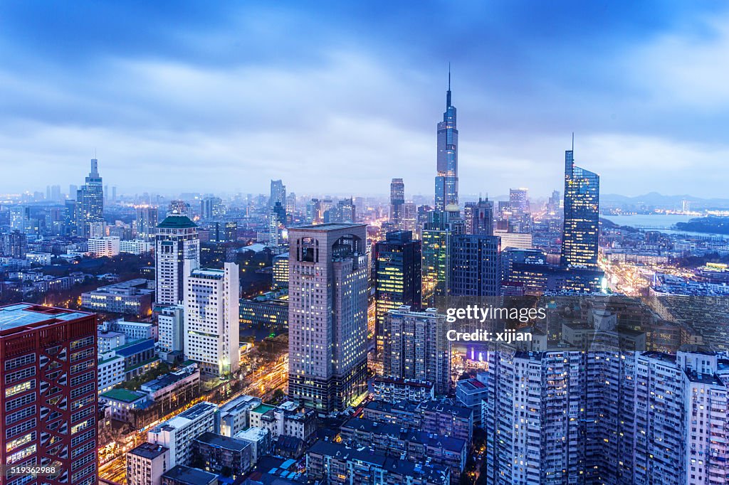 Nanjing skyline at night