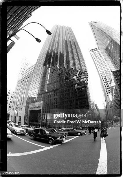 Exterior view of Trump Tower at the intersection of 5th Avenue and E 56th Street , New York, New York, March 15, 1988.