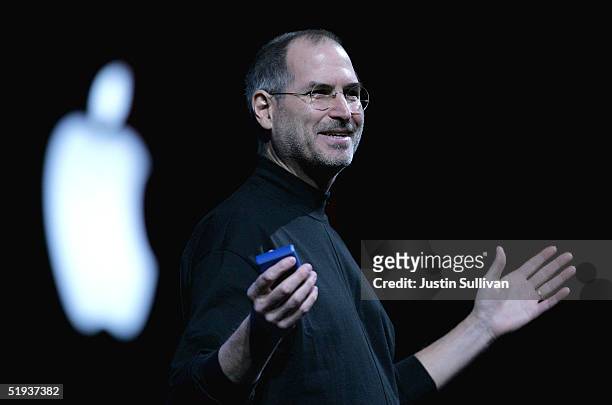 Apple CEO Steve Jobs delivers a keynote address at the 2005 Macworld Expo January 11, 2005 in San Francisco, California.