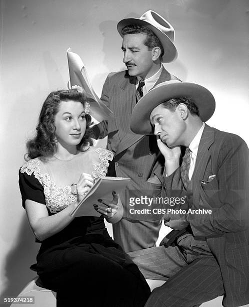 Radio's I Love A Mystery. From left to right: Gloria Blondell , Michael Raffetto as Jack Packard of A-1 Detective Agency, and Barton Yarborough as...