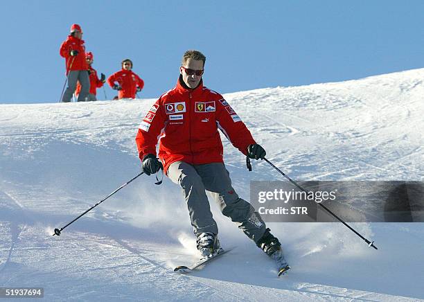 German Formula 1 driver Michael Schumacher skis in the winter resort of Madonna di Campiglio, in the Dolomites area, Northern Italy, 11 January 2005....