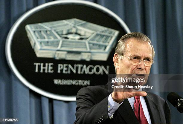 Secdef Rumsfeld 50 Secretary Of Defense Donald Rumsfeld Holds Media Conference At ...