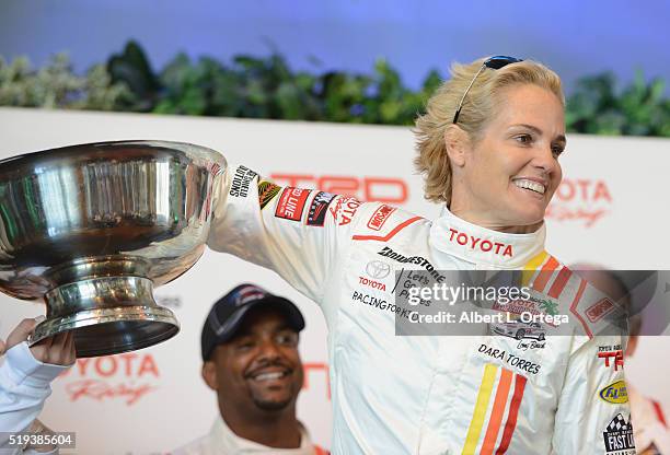 Olympic Gold Medalist Dara Torres at the 42nd Toyota Grand Prix Of Long Beach - Press Day on April 5, 2016 in Long Beach, California.