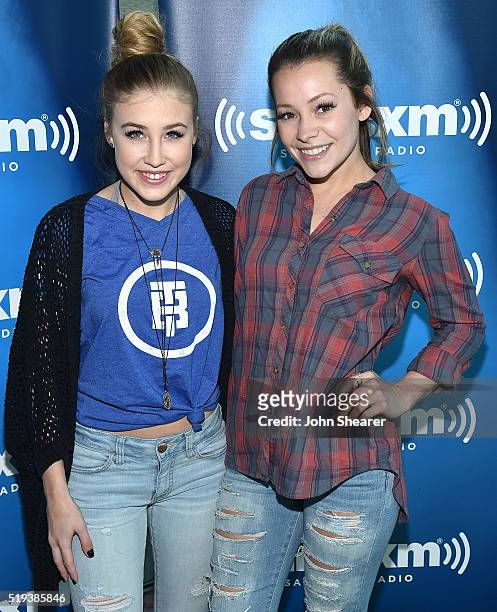 Singer songwriters Madison Marlow, left, and Taylor Dye of Maddie & Tae visit the Morning Show with Storme Warren on SiriusXM's The Highway at...