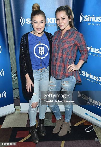 Singer songwriters Madison Marlow, left, and Taylor Dye of Maddie & Tae visit the Morning Show with Storme Warren on SiriusXM's The Highway at...