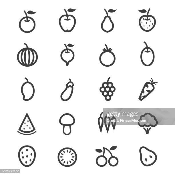 fruits icon set - black cherry stock illustrations
