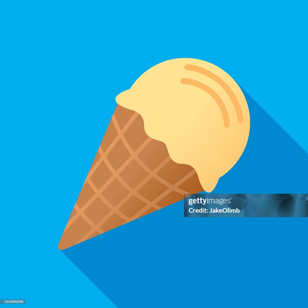 Ice Cream Cone Icon Flat