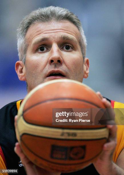 Andrew Gaze of the Tigers warms up before his 600th NBL match the round 16 NBL match between the Melbourne Tigers and the Adelaide 36ers at the State...