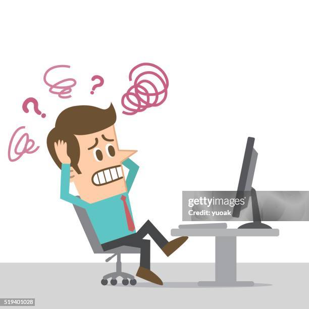 computer trouble - frustration stock illustrations