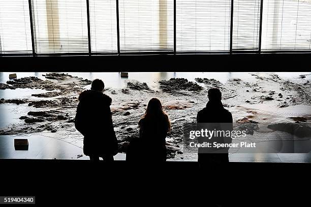 People look at a topographical map of Iceland in a museum on April 6, 2016 in Reykjavik, Iceland. Icelandic Prime Minister Sigmundur David...