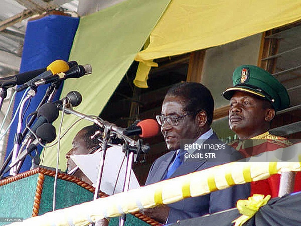 Zimbabwean President Robert Mugabe addre