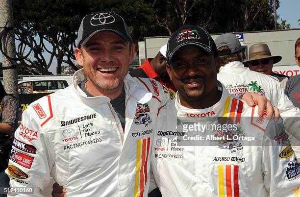 Actors Ricky Schroder and Alfonso Ribiero at the 42nd Toyota Grand Prix Of Long Beach - Press Day on April 5, 2016 in Long Beach, California.
