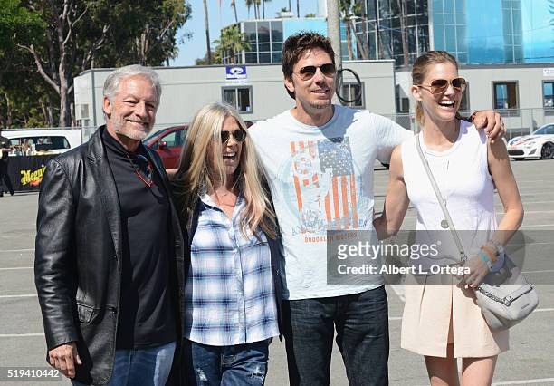 Actor Perry King, Radio DJ Lisa Stanley, actor Michael Trucco and actress Tricia Helfer at the 42nd Toyota Grand Prix Of Long Beach - Press Day on...
