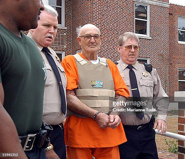 Edgar Ray Killen , 79-years-old, is escorted by police from the Neshoba County Courthouse January 12, 2005 in Philadelphia, Mississippi. Killen has...