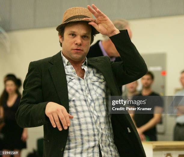 Actor Norbert Leo Butz rehearse scenes from his new musical "Dirty Rotten Scoundrels" which will preview on January 31, on January 12, 2005 in New...