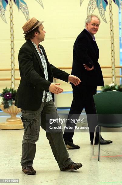 Actors Norbert Leo Butz and John Lithgow rehearse scenes from their new musical "Dirty Rotten Scoundrels" which will preview on January 31, on...