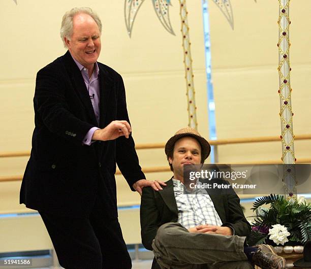 Actors Norbert Leo Butz and John Lithgow rehearse scenes from their new musical "Dirty Rotten Scoundrels" which will preview on January 31, on...