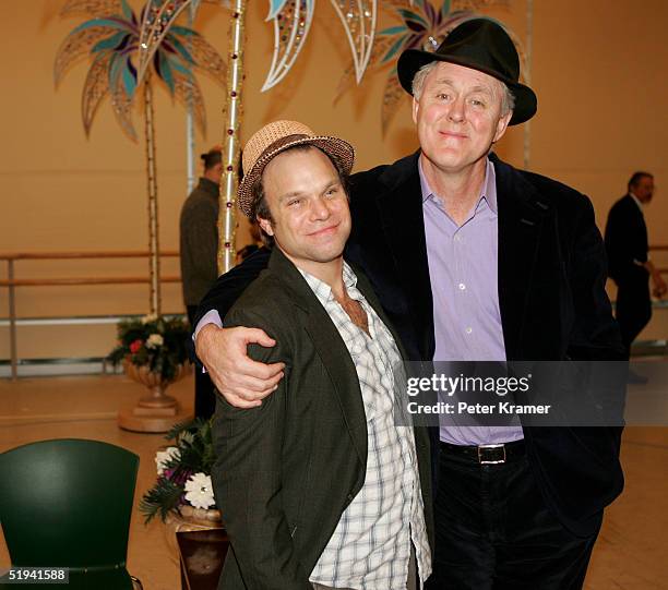 Actors Norbert Leo Butz and John Lithgow rehearse scenes from their new musical "Dirty Rotten Scoundrels" which will preview on January 31, on...