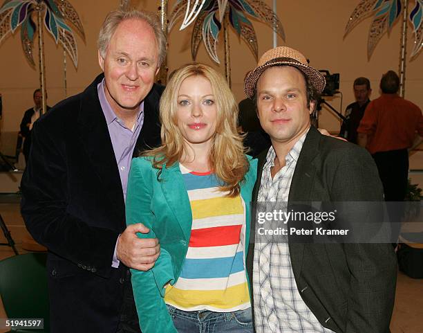 Actors Norbert Leo Butz Sherie Rene Scott and John Lithgow rehearse scenes from their new musical "Dirty Rotten Scoundrels" which will preview on...