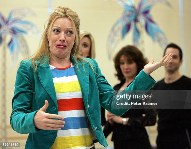 Actress Sherie Rene Scott rehearse scenes from her new musical "Dirty Rotten Scoundrels" which will preview on January 31, on January 12, 2005 in New...