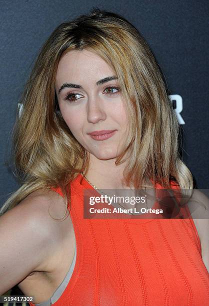 Actress Madeline Zima arrives for the Premiere Of AMC's "The Night Manager" held at DGA Theater on April 5, 2016 in Los Angeles, California.