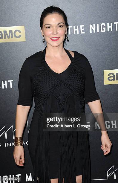 Actress Laura Harring arrives for the Premiere Of AMC's "The Night Manager" held at DGA Theater on April 5, 2016 in Los Angeles, California.