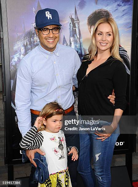 Actor Jaime Camil, wife Heidi Balvanera and daughter Elena Camil attend the opening of "The Wizarding World of Harry Potter" at Universal Studios...