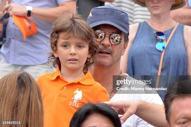 Ricardo Arjona with Family at Miami Open at Crandon Park Tennis Center on April 3, 2016 in Key Biscayne, Florida.