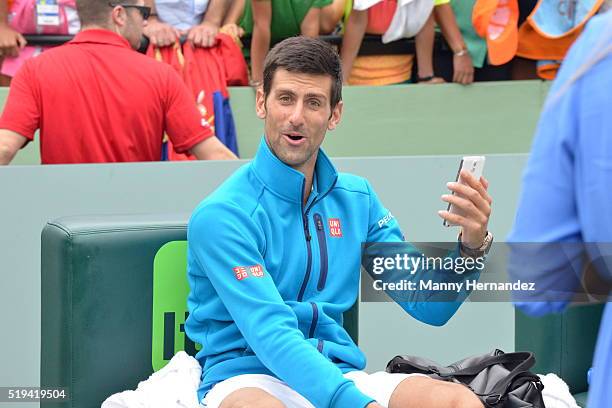 Novak Djokovic at Miami Open at Crandon Park Tennis Center on April 3, 2016 in Key Biscayne, Florida.