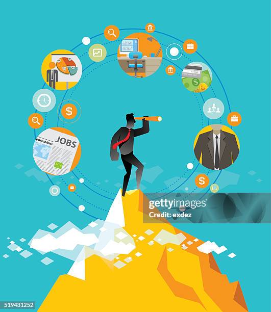 looking for best career - reaching summit stock illustrations