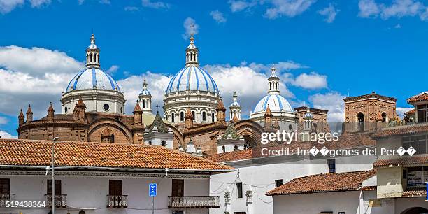 ecuador. cuenca city. domes of the new cathedral - cuenca ecuador bildbanksfoton och bilder