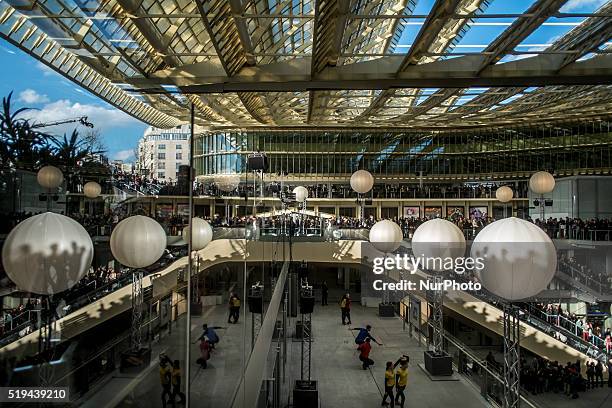 Official opening of the Chatelet les Halles Canopy with several urban perfomance imagined by the French choreographer Benjamin MILLEPIED in Paris,...
