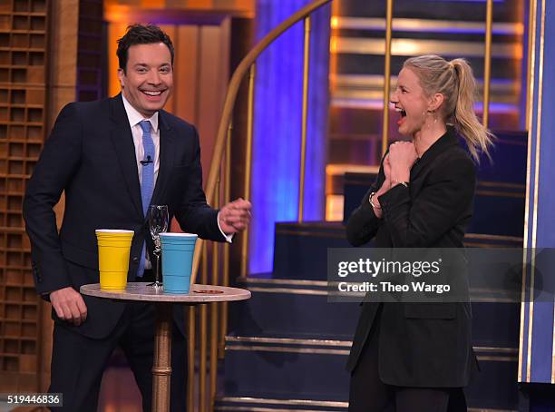 Cameron Diaz Visits "The Tonight Show Starring Jimmy Fallon" at NBC Studios on April 6, 2016 in New York City.